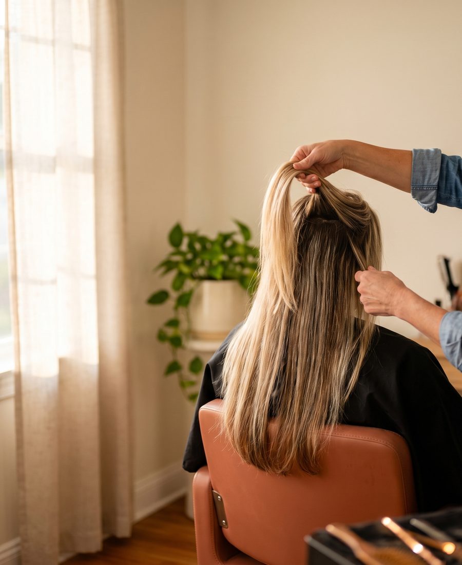 Hair color and highlight service planning at Scott Farmer Hair Salon
