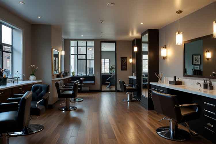 Clean and organized hair salon interior with welcoming staff