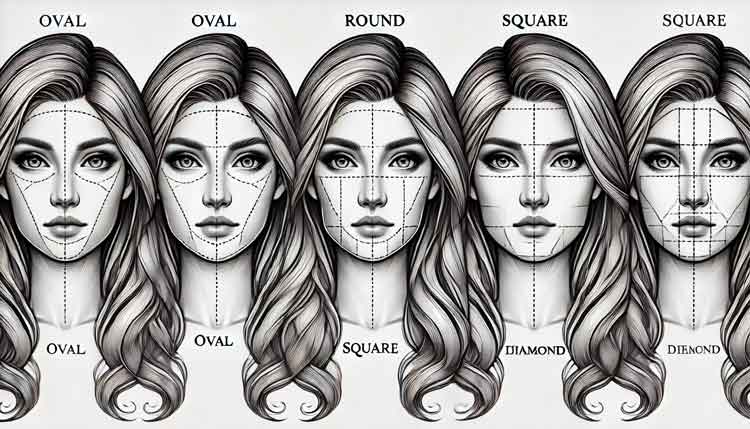 illustration of haircuts for different face shapes female