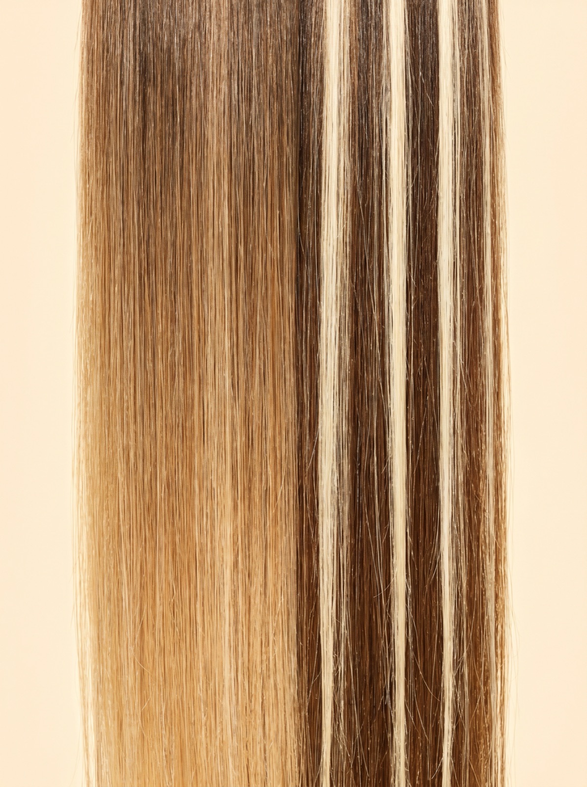 Side-by-side balayage soft gradient vs foil-highlight ribbons on straight hair sections at Scott Farmer Hair Salon Venice FL
