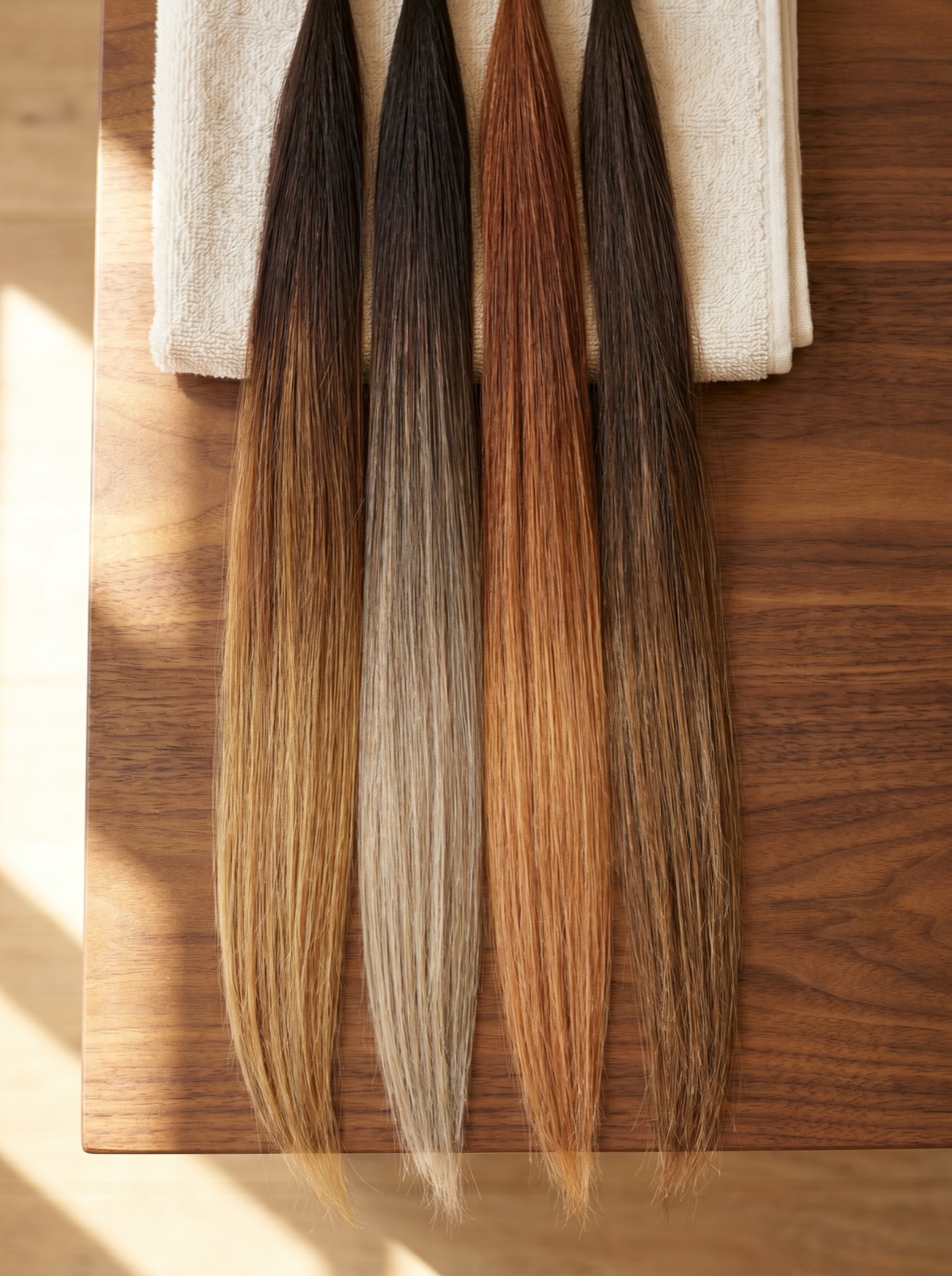 Double process color two bowls , lightener and toner , flatlay at Scott Farmer Hair Salon Venice FL