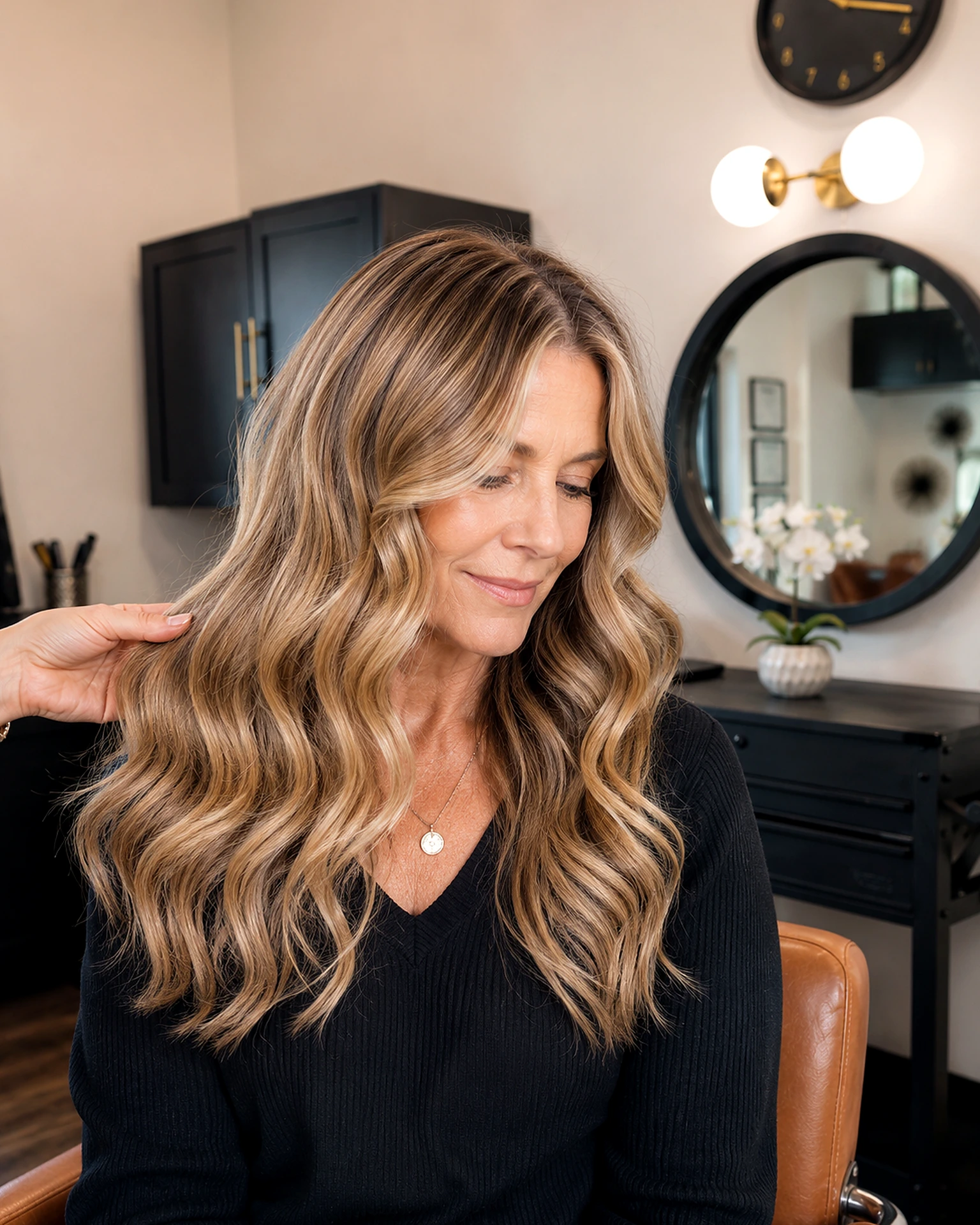 Finished long dimensional color on a salon client, hair trends 2026, at Scott Farmer Hair Salon in Venice FL