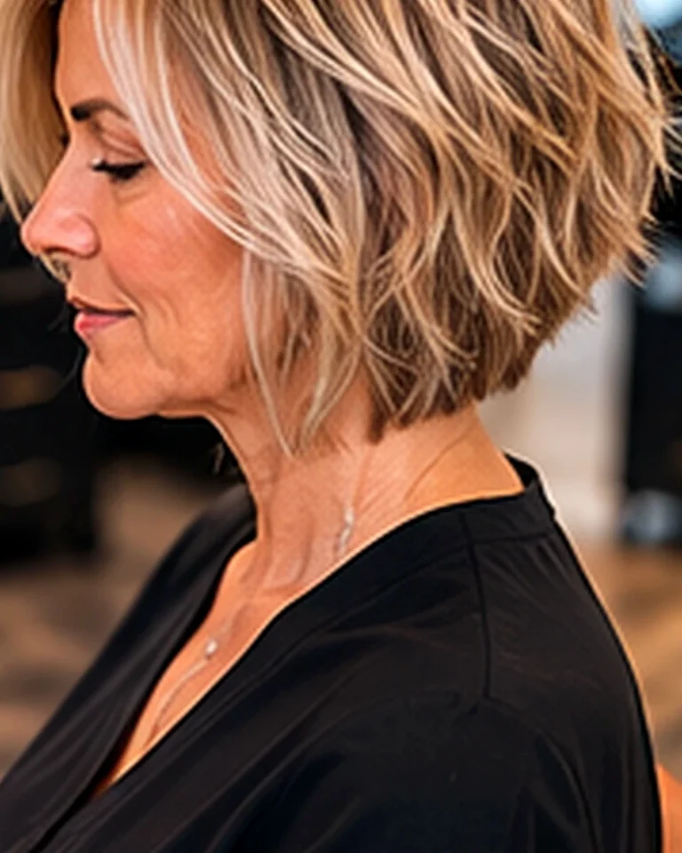 Finished short blonde cut on a salon client, haircut trends 2026, at Scott Farmer Hair Salon in Venice FL