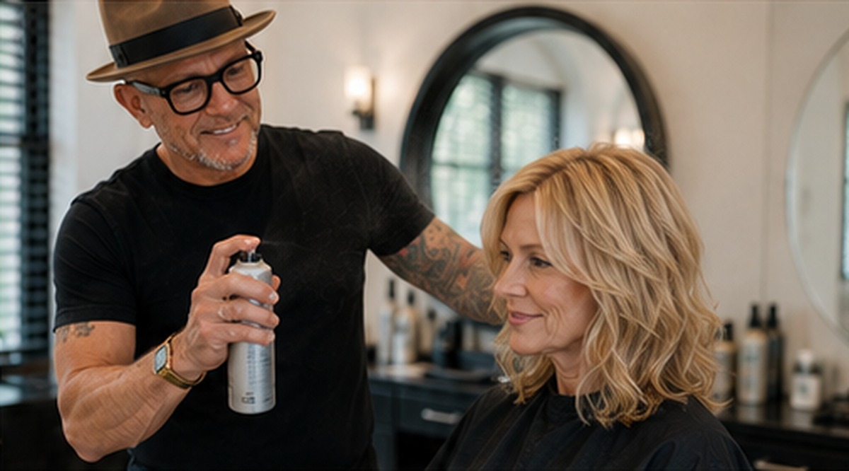 Scott Farmer styling healthy repaired hair in a private Venice salon
