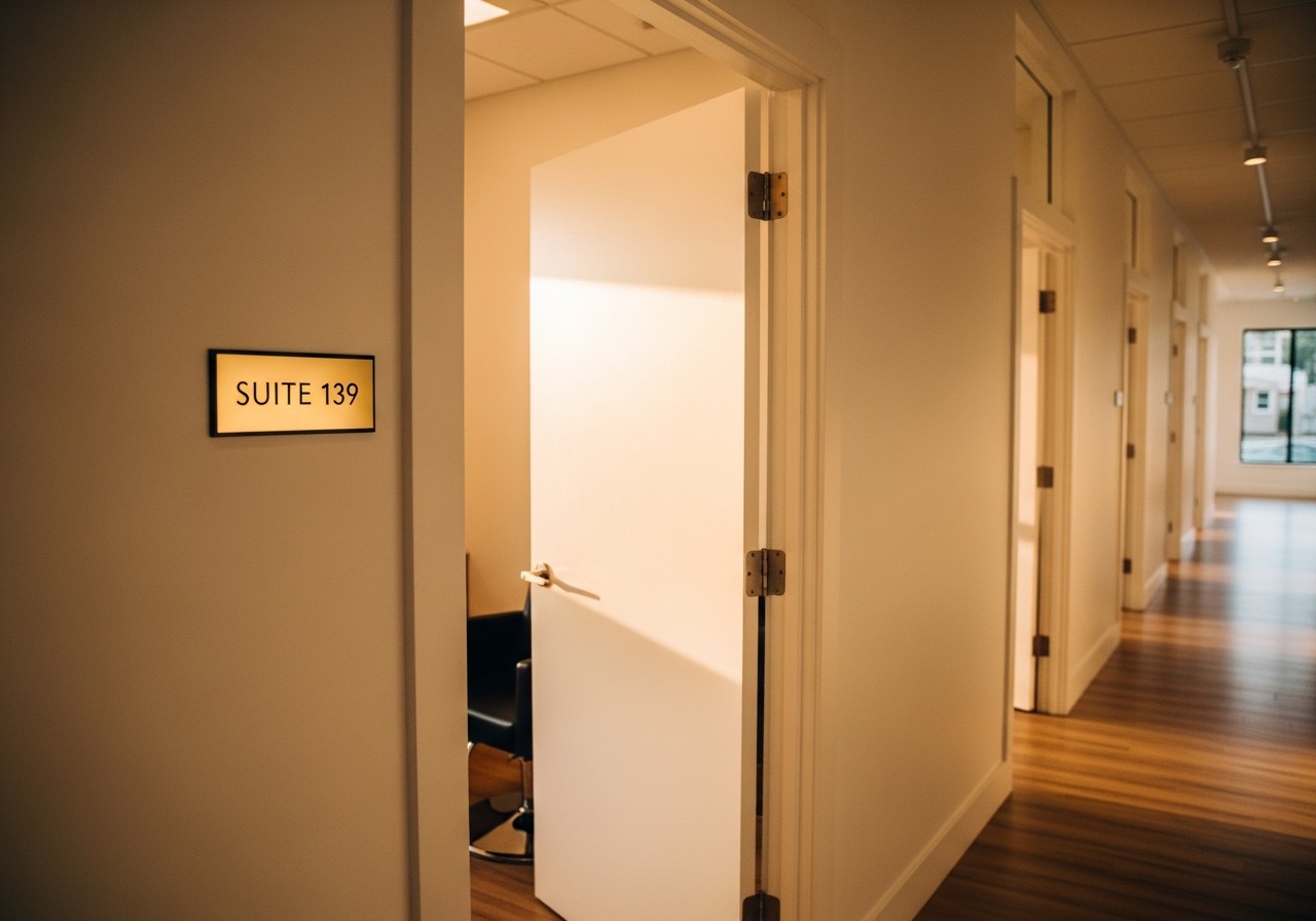 The entrance to Suite 139 inside Phenix Salon Suites, Venice FL